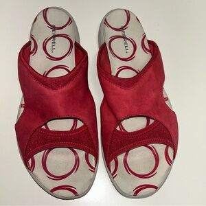 Merrell Palmetto Red Tomato Suede Slip On Slide Sandal